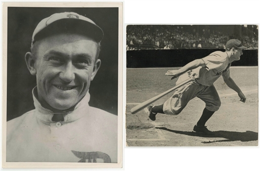 Lot of (2) Vintage Baseball Photographs - Ty Cobb & Lou Gehrig